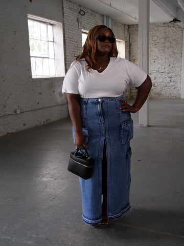 Baddie Denim Cargo Skirt