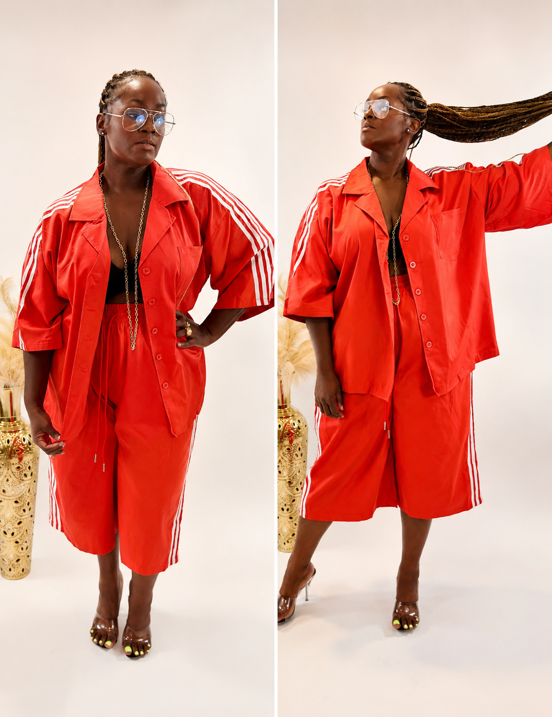 Red Stripe Two-Piece Set