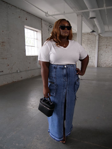 Baddie Denim Cargo Skirt